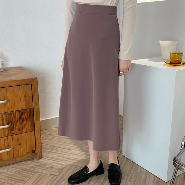 

skirts 2021 spring solid chiffon female long upper waist thin to line skirt, Black
