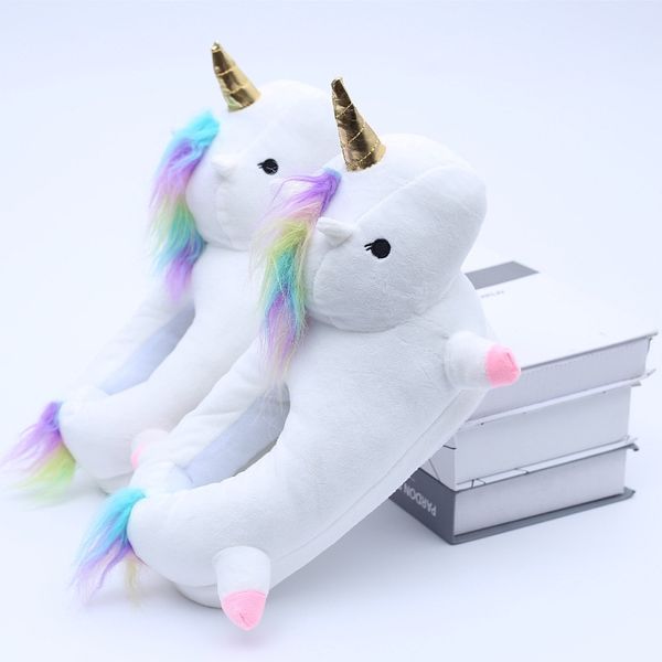 

cartoon slippers all inclusive heel unicorn cotton plush toys, Black;red