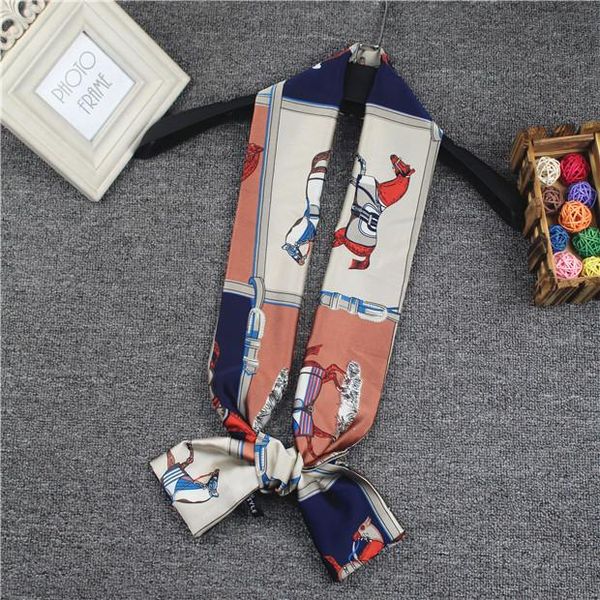 

scarves summer long narrow bag strip small towels tie horse design scarf women fashion ladies printing female silk, Blue;gray