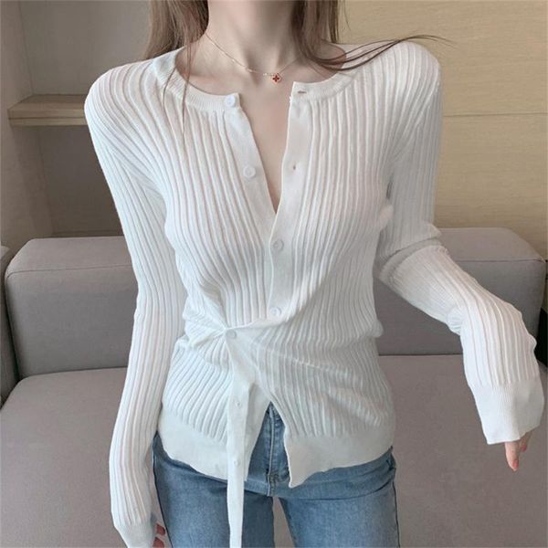 

women's knits & tees alien kitty slim bottoming pure color sweaters cardigans casual ol women knitted stylish elegant full sleeve autum, White