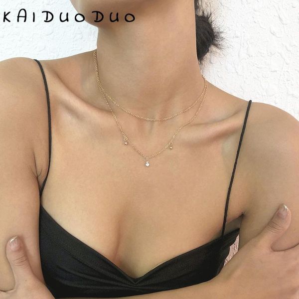 

pendant necklaces kaiduoduo bohemian cute choker multilayer necklace for women gold silver color clavicle chain vintage statement chic jewel