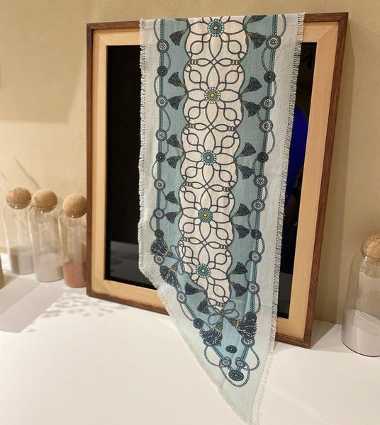 

scarves naizaiga women 81% wool spring summer retro bevel angle print ring scarf winter shawl ,hcy1915, Blue;gray