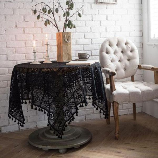 

table cloth pastoral style handmade crochet cotton cutout tablecloth dining cover for wedding party home decor