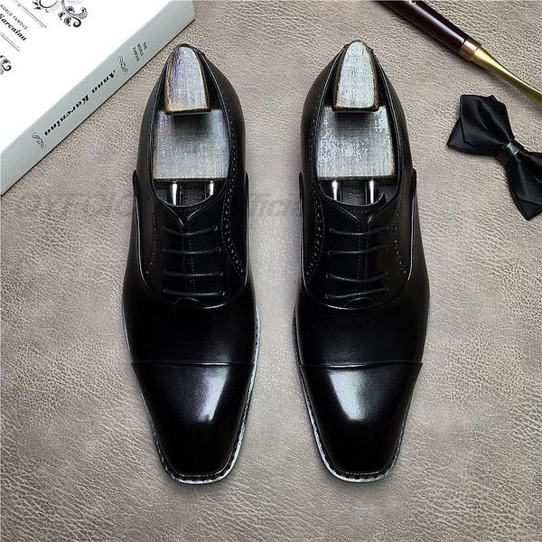 

men dress shoes genuine leather black brown formal shoes men italian fashion brand lace up business oxford wedding shoes