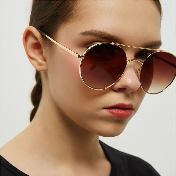 

sunglasses large frame round metal retro female 2021 european and american fashion male, White;black