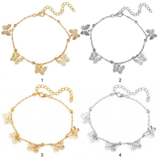 

anklets 2021 women butterfly pendant anklet fashion handmade alloy ankle bracelet summer beach foot chain girls gift jewelry accessories, Red;blue