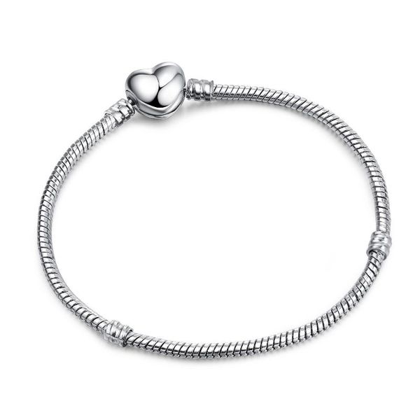

bracelet accessories 3mm heart snake bone chain pure copper silver plated color preserving love basic link,, Black
