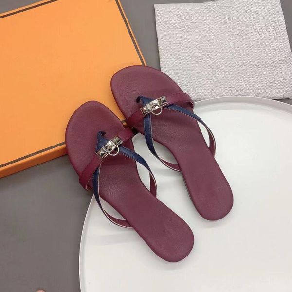 

slippers 2021 summer flip-flops metal decoration women sandals color matching beach wear casual all-match flat, Black