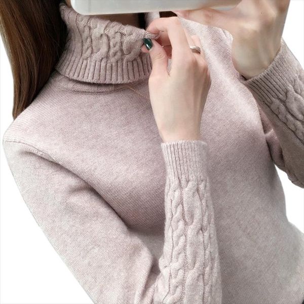 

women turtleneck pullovers autumn sweaters winter long sleeve thick warm female khaki, White;black