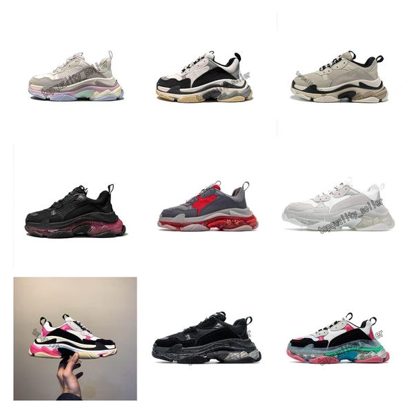 

2022 crystal bottom paris 17fw triple s women mens casual shoes vintage dad platform tripler black white sports outdoor trainers sneakers cl