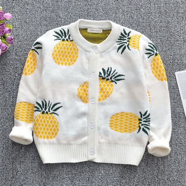 

1-6yrs baby boys girls pineapple children clothing spring autumn boy girl long sleeve knitted kids cardigan coat black friday 1hrb, Blue