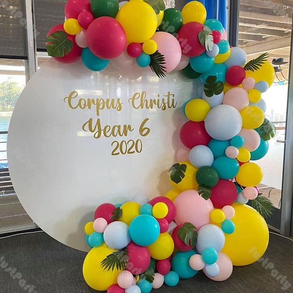 

136pcs matte deep pink yellow balloon rainbow arch garland kit baby shower favor decor diy kids birthday party decoration