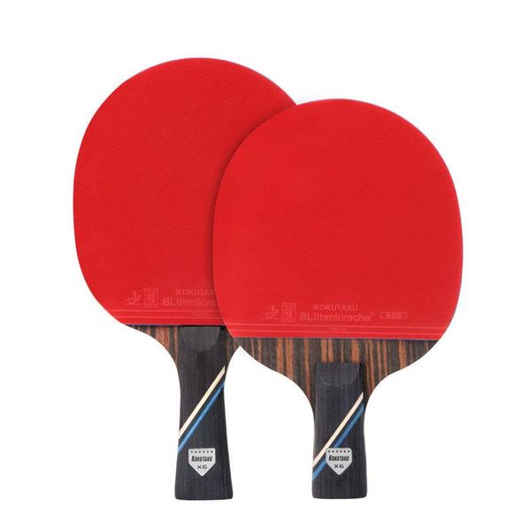 

table tennis raquets profesional 6 stars pong racket straight/horizontal grip ebony carbon double faced 868 pimples in