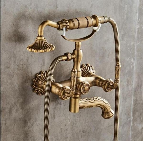 

bathtub faucets wall mounted antique bronze carved faucet with hand shower bathroom bath torneiras sets