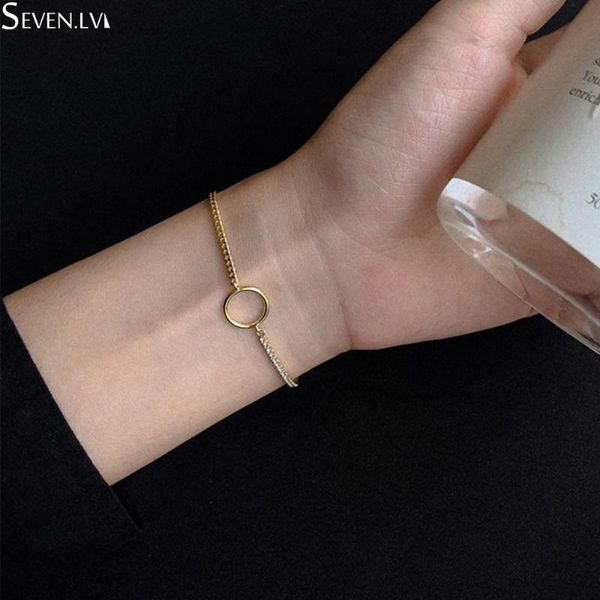 

charm bracelets round metal pendant female bracelet jewelry gold exquisite inlaid zircon fashion gifts for women friendship, Golden;silver