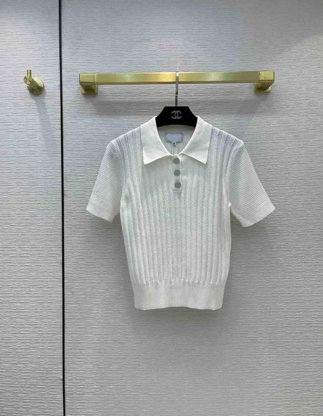 

women's sweaters vertical stripes hollow out shirts for women summer 2021 high-end brand short sleeve solid shirs wool blended knitted, White;black
