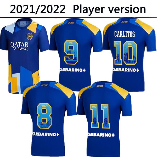 

21/22 boca player version juniors de rossi soccer jersey 2021 2022 away third tevez carlitos maradona roman shirts salvio abila pavon footba, Black;yellow