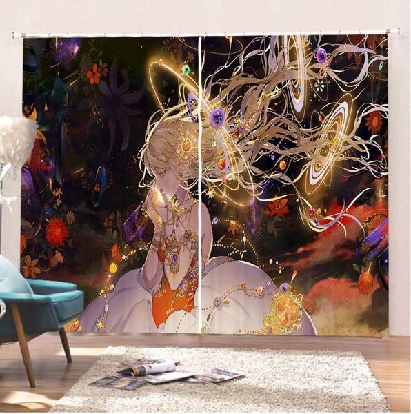 

anime 3d 2 panels windows curtains thicken for living room decorative japan blackout po curtain print fabric window & drapes