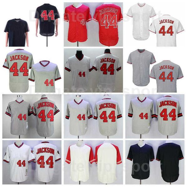 

men retror baseball 44 jeremiah jackson vintage jersey 1982 1985 retire pullover team embroidery and sewing navy blue white grey red, Black