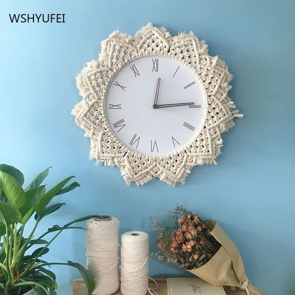 

wall clock fashion simple mute personality rope woven tapestry living room home exquisite soft decoration clocks
