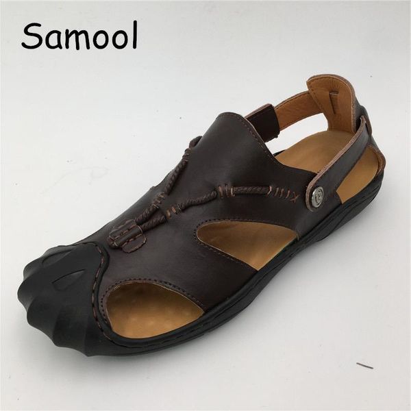

luxury leather summer shoes men sandals fashion male sandalias beach soft bottom breathable chaussure homme f5, Black