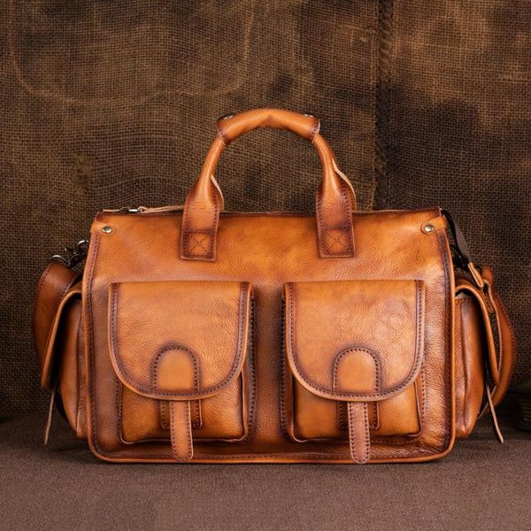 

duffel bags retro genuine leather men duffle bag 2021 winter male portable nature cowhide handbag large capacity luggage man travel