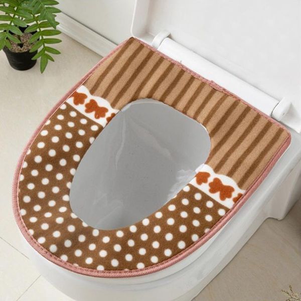 

toilet seat covers universal warm corduroy cushion household soft thicken cover winter waterproof wc mat bathroom supllies