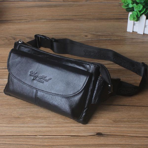 

genuine leather waist packs fanny pack belt bag phone pouch bags travel male small purse