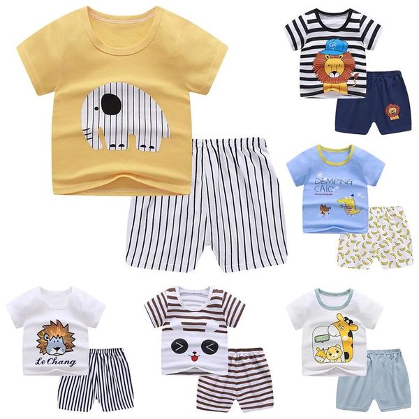 

clothing sets summer baby clothes boy set shorts suit cute toddler child boys girls manica corta cartoon camicia + pantaloni completi, White