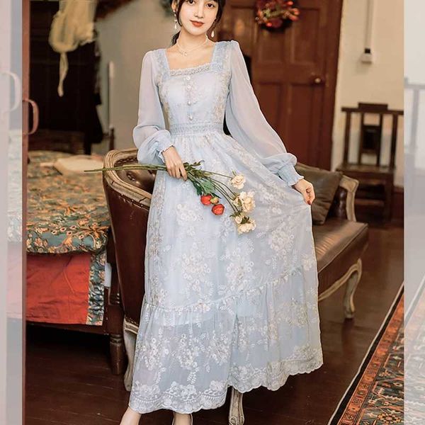 

sweet soft girl a line dress summer lace embroidery button decortion party dresses casual street boho vestido midi feminino 210529, Black;gray