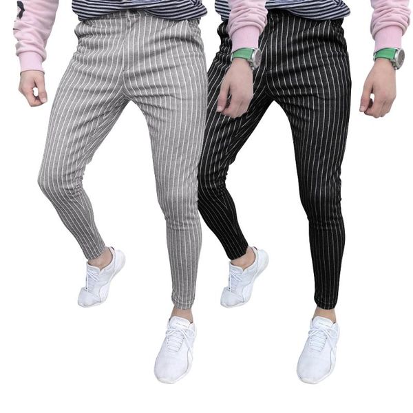 

men's pants european style striped stitching button-style slim-fit casual, Black