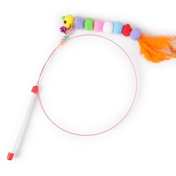 

3pcs pet cat toy ly design bird feather plush plastic for cats catcher teaser random color toys