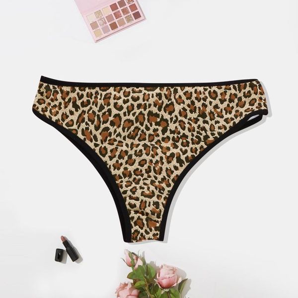 

women's panties 1pc leopard print women low-rise thong underwear intimates erotic lingerie briefs female seamless bikini underpants, Black;pink