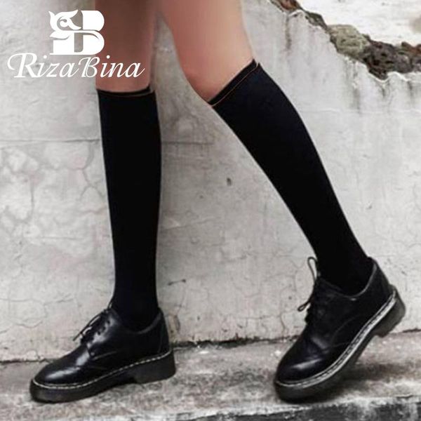 

dress shoes rizabina women pumps fashion british style genuine leather stylish cross strap lady casual footwear size 34-40, Black