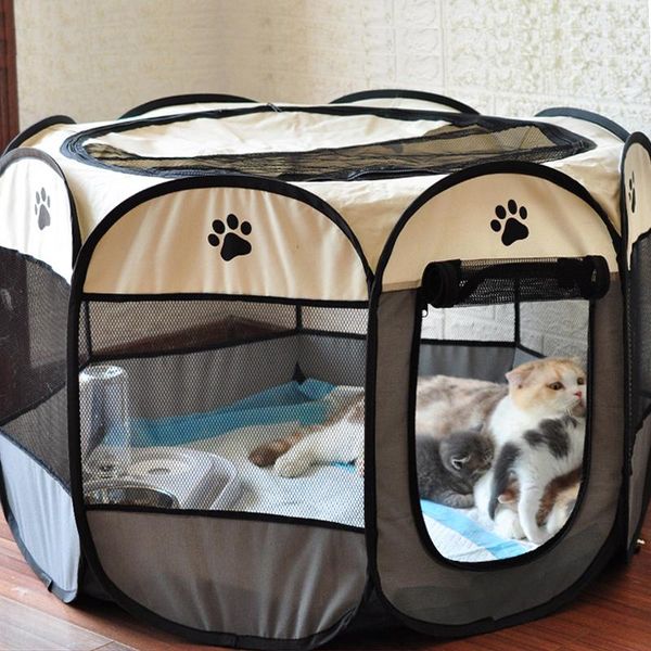 

kennels & pens dog tent portable house breathable outdoor fences pet cats delivery room easy operation octagonal playpen crate