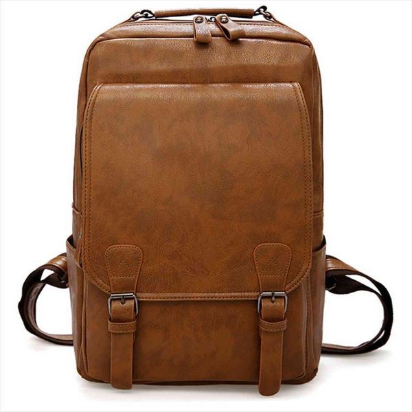 

large capacity lapbackpack men casual fashion bags for retro zipper pu leather backpacks male travel waterproof bag man