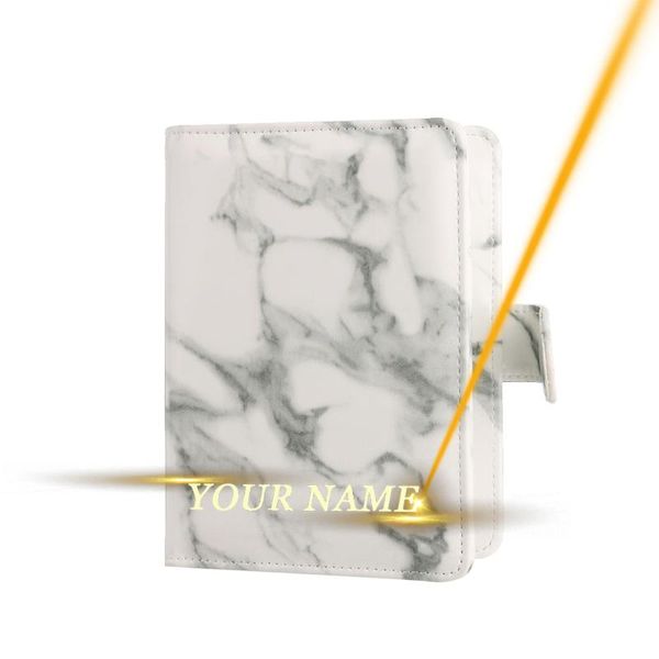 

card holders customized women men passport cover colorful marble style packet engraved name travel case holder, Brown;gray