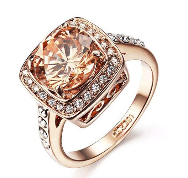 

selling high end fashion 925 sier plated champagne orange zircon ring, Silver