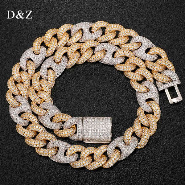 

d&z 15mm iced out cuban chain 2 stone colors link chain box clasp necklace hip hop men fashion jewelry cz stones hip hop rapper x0509, Black