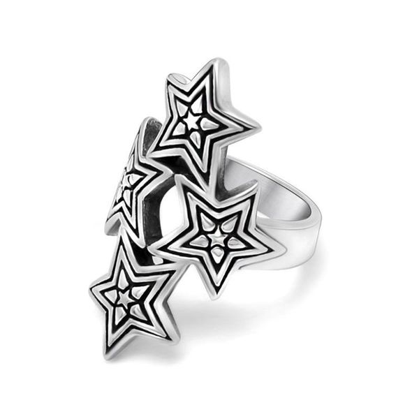 

wedding rings fashion stainless steel five-pointed star ring couples men and women trendy simple punk jewelry gift s0407, Slivery;golden