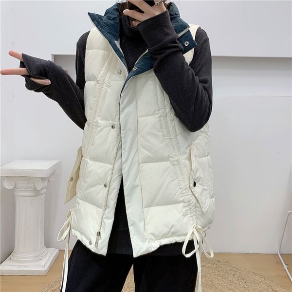 

down cotton koren in utumn winter 2021 wer vt nd women's wistcoat, Black;white