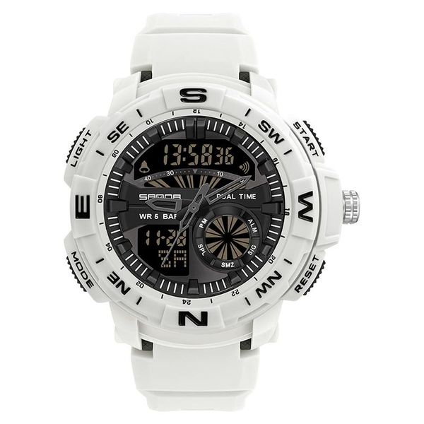 

wristwatches fashion sports dual display men's watch 50m waterproof multifunction luminous electronic rubber strap digital led date 603, Slivery;brown