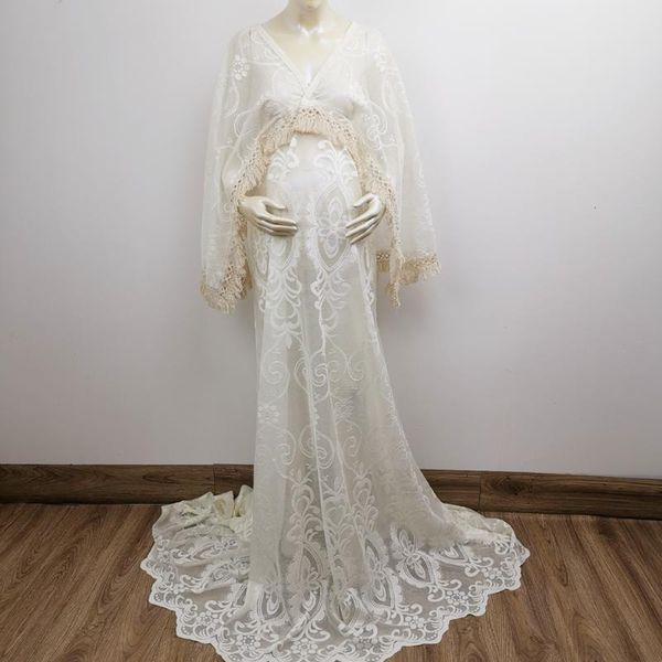 

maternity dresses dress po soft maxi long bell sleeves pregnant gown woman clothes for pography prop baby shower, White