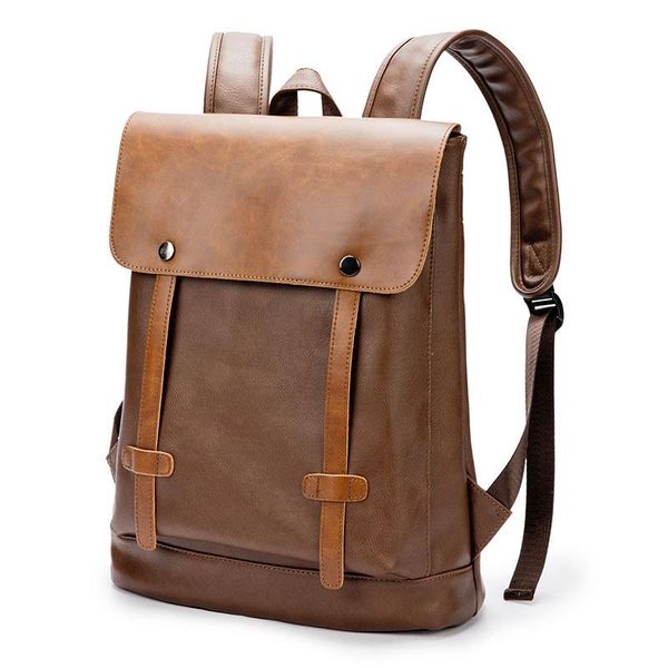 

backpack men's backpacks 15.6 inch lapfor men 2021 large capacity pu leather travel daypacks mochila shoulder bags