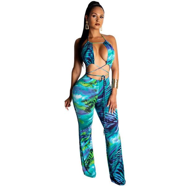 

women's jumpsuits & rompers yooneedi 2021 summer design women leopard halter strapless backless ladies xzm3236, Black;white