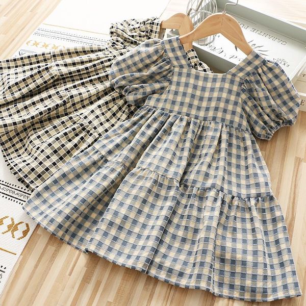 

girl's dresses 2021summer baby girls plaid dress, Red;yellow