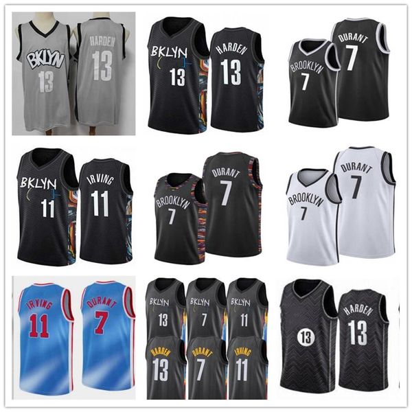 

new kevin kyrie 7 durant mens jerseys 11 irving 13 city harden 13 basketball jersey black white blue, Black;red