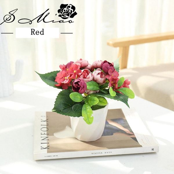 

decorative flowers & wreaths tea rose small bonsai creative decoration flower potted simulation plant