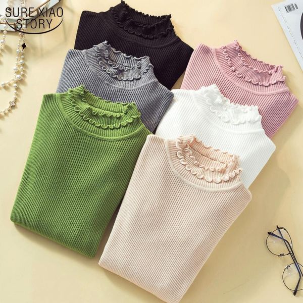 

solid sweet bottoming sweater coat female women's knitwear 2021 for autumn and winter turtleneck sweaters 10380, White;black