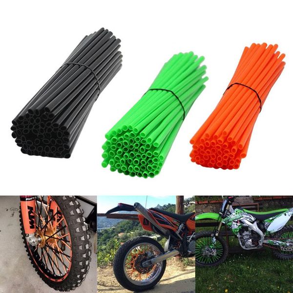 Moto Ruote Pneumatici 72 PZ / Set Bici parlate a fluorescenza Tubo clip clip bicycle rotella in acciaio in acciaio cavo raggi di avvertimento accessori vendita